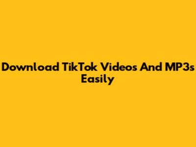 Download TikTok Videos And MP3s Easily