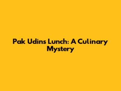 Pak Udin's Lunch: A Culinary Mystery