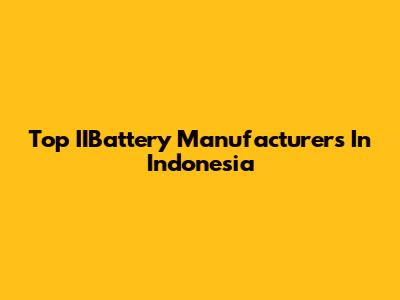 Top IIBattery Manufacturers In Indonesia